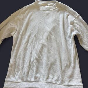 American Eagle Outfitters off white Waffle-Knit Crewneck Sweater